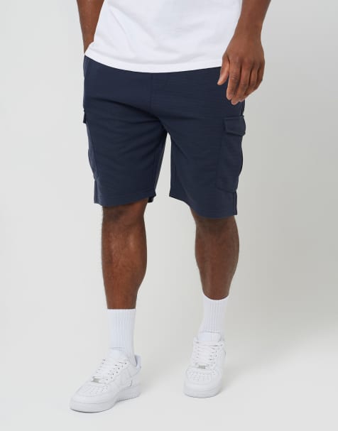 Brave Soul - Cargoshort met textuur in marineblauw - view 1