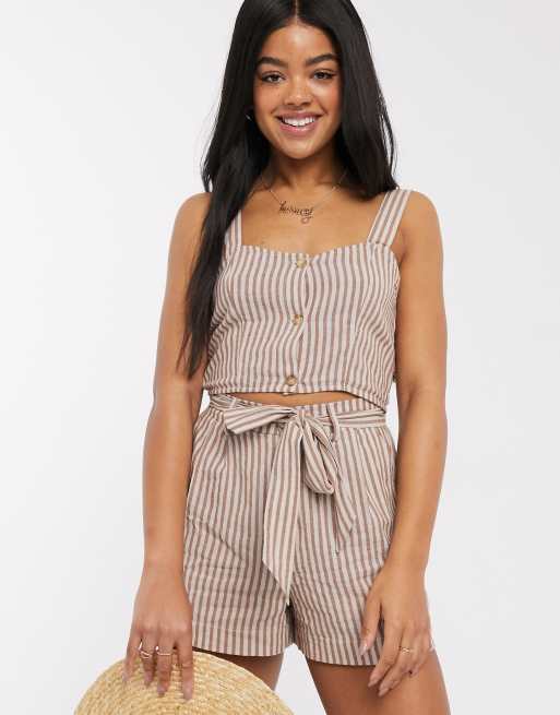 Brave Soul - Carrie - Gestreepte crop top met knopen