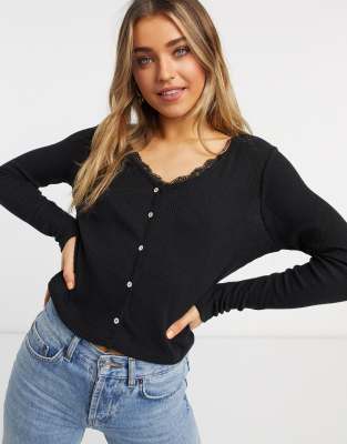 lace trim cardigan