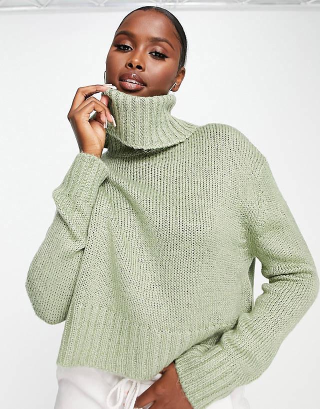 Brave Soul - cattio boxy cropped roll neck jumper in