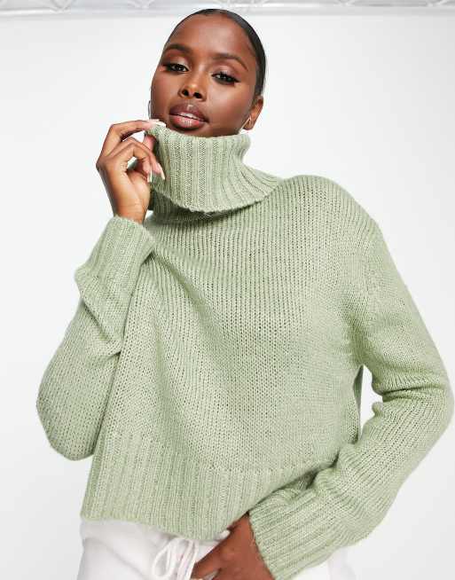 Brave Soul cattio boxy cropped roll neck sweater in | ASOS