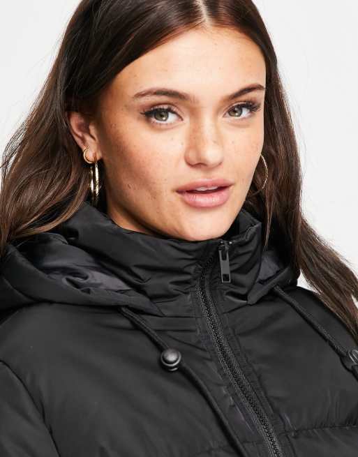 Brave Soul cello hodded puffer jacket in black ASOS