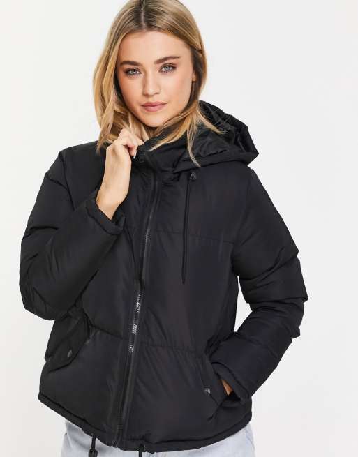 Brave Soul Cello hooded puffer jacket in black ASOS