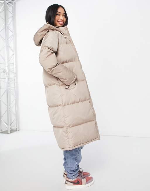 Long puffer store jacket beige