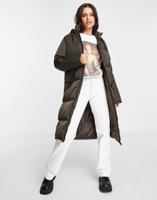 Ash Peached Oversized Belted Maxi Puffer Coat