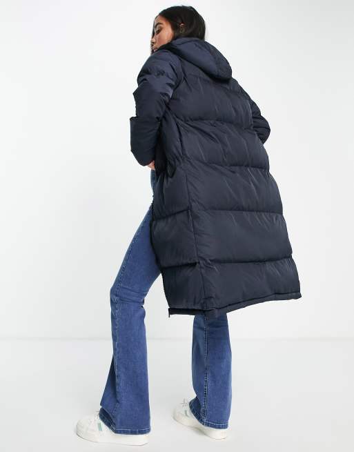 Brave Soul Cello Maxi Longline Puffer Jacket In Black Lyst