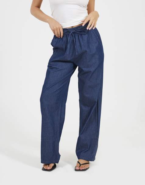 Brave Soul Chambray straight leg trousers in indigo - view 1