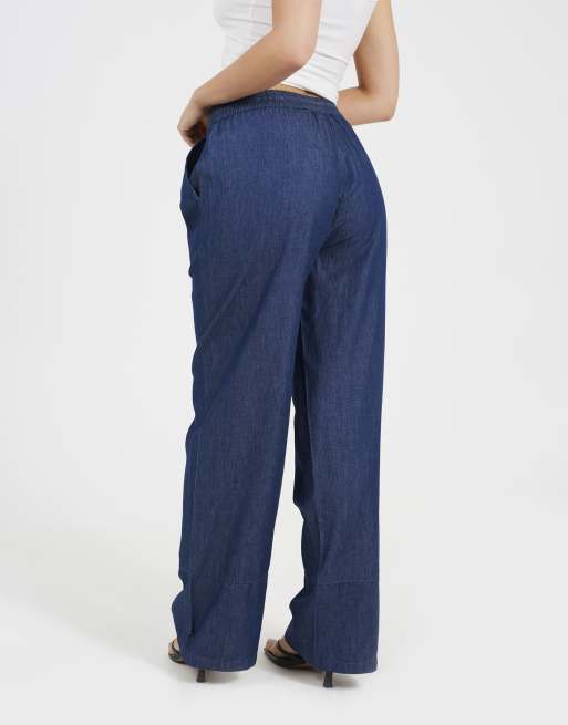 Brave Soul Chambray straight leg trousers in indigo, 2 of 4