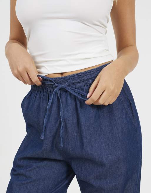 Brave Soul Chambray straight leg trousers in indigo, 4 of 4