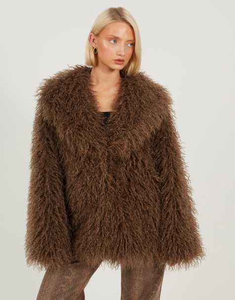 Brave Soul - Chaqueta de piel sintética marrón con cuello esmoquin - view 1