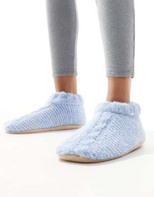 Brave Soul - Chaussons chaussettes en maille torsadée - Bleu