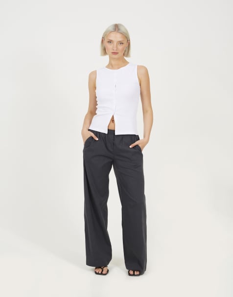 Brave Soul Check tailored trousers with elasticated waist in grey - view 1
