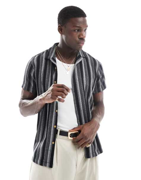Brave Soul - Chemise à manches courtes et motif - Noir/écru - view 1