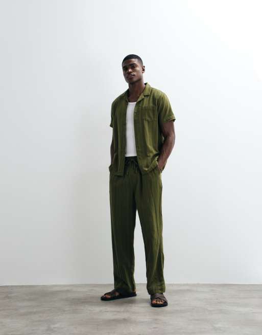 Brave Soul - Chemise d'ensemble à manches courtes avec col à revers - Kaki, 4 de 5