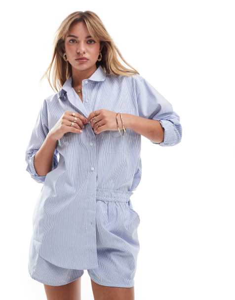 Brave Soul - Chemise d'ensemble à rayures - Bleu/blanc - view 1