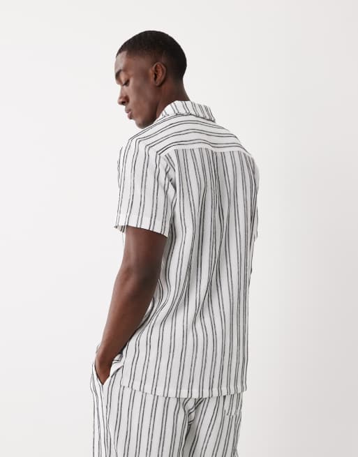 Brave Soul - Chemise d'ensemble texturée à manches courtes et rayures - Noir et blanc, 5 de 5