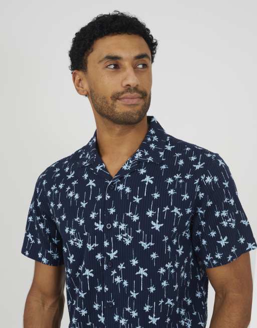 Brave Soul - Chemise imprimée avec col à revers - Bleu marine, 4 de 4