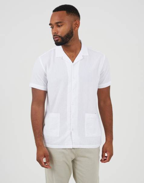 Brave Soul - Chemise manches courtes avec col à revers et poches plaquées - Blanc cassé - view 1
