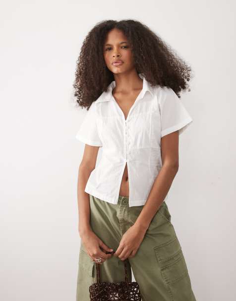 Brave Soul - Chemise manches courtes avec devant ouvert à détails boutons - Blanc - view 1