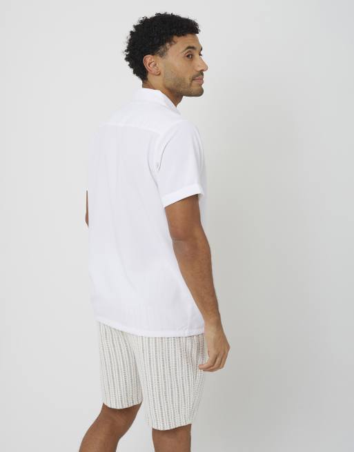 Brave Soul - Chemise texturée à manches courtes et col à revers - Crème, 2 de 4