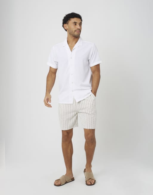 Brave Soul - Chemise texturée à manches courtes et col à revers - Crème, 3 de 4