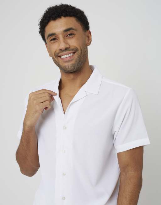 Brave Soul - Chemise texturée à manches courtes et col à revers - Crème, 4 de 4
