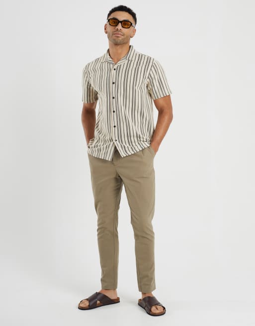 Brave Soul - Chemise tissée à rayures - Écru, 3 de 4