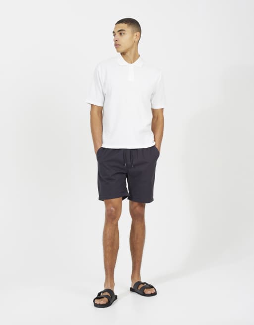 Brave Soul - Chino corti in cotone blu navy con risvolto sul fondo, 3 di 4