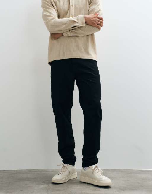 Brave Soul chino in twill di cotone nero, 4 di 5
