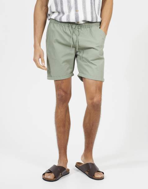 Brave Soul – Chino-Shorts aus Baumwolle in Blassgrün mit umgeschlagenem Saum - view 1