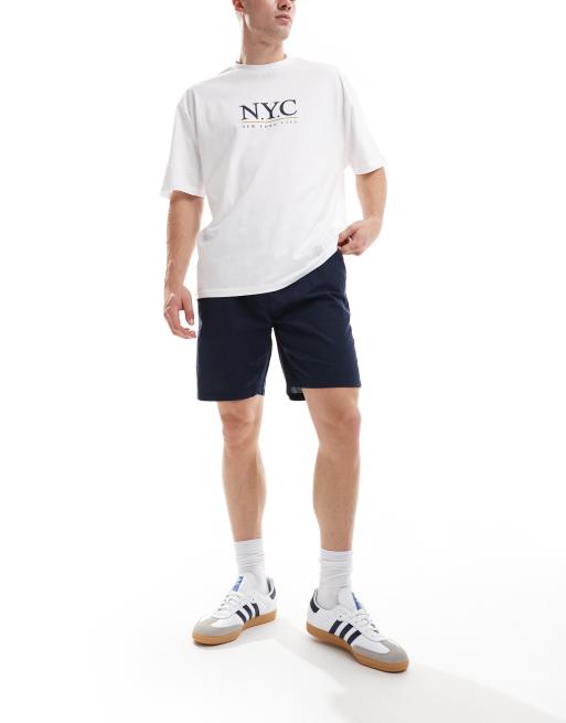 Brave Soul – Chino-Shorts in Marineblau mit elastischem Bund