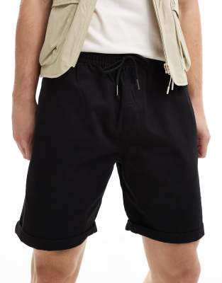 Brave Soul Brave Soul chino shorts with elasticated waist in black