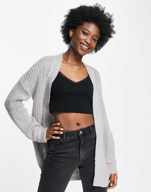 Brave Soul chloe knitted cardigan in grey | ASOS