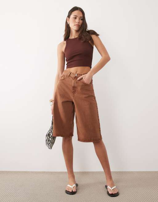 Brave Soul - Chokoladebrun ribstrikket croptop, 2 af 4