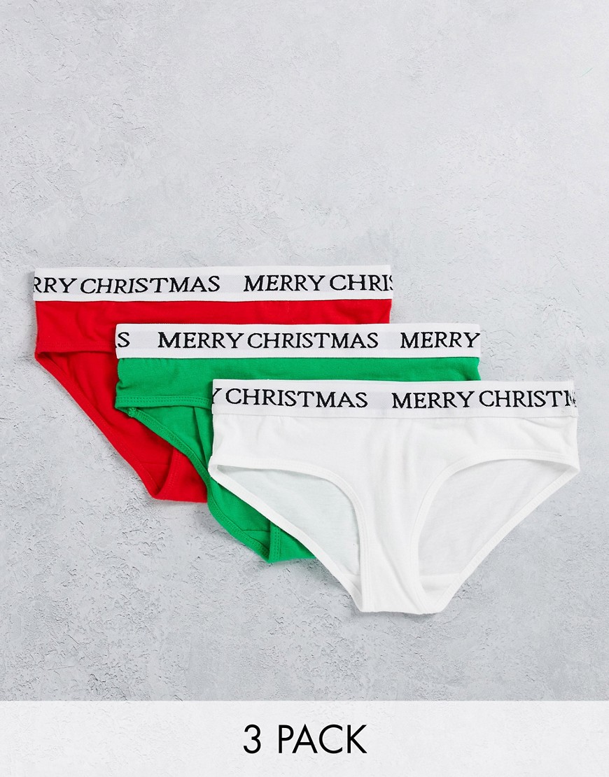 Brave Soul Christmas 3 Pack Briefs In Red White And Green
