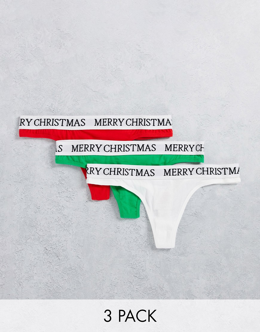 Brave Soul Christmas 3 Pack Thongs In Red White And Green