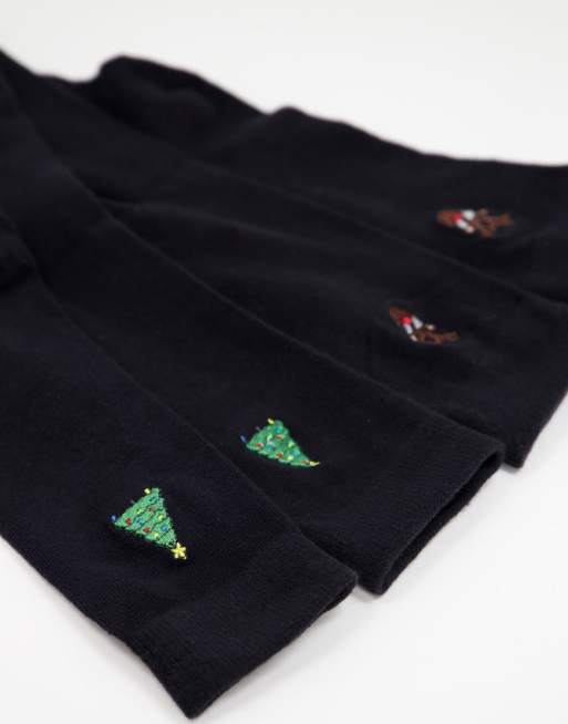 Brave Soul Christmas 5 pack socks in black, 3 of 4