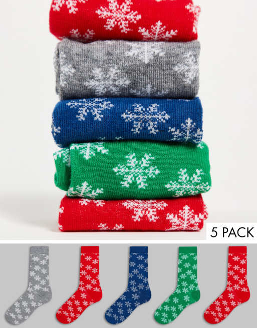 Brave Soul Christmas 5 pack socks in fair isle