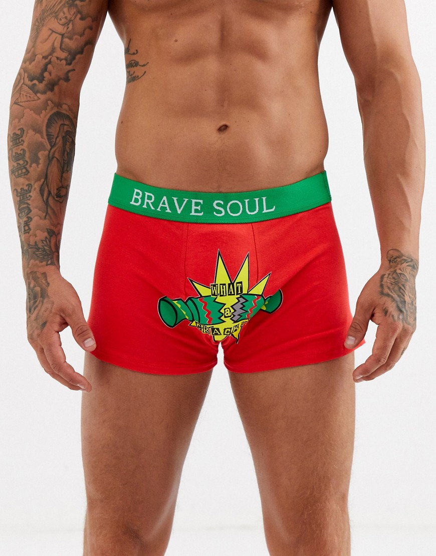 Brave Soul Christmas cracker boxers-Red