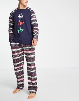 Brave Soul Christmas fare isle pyjamas in navy (24395484)