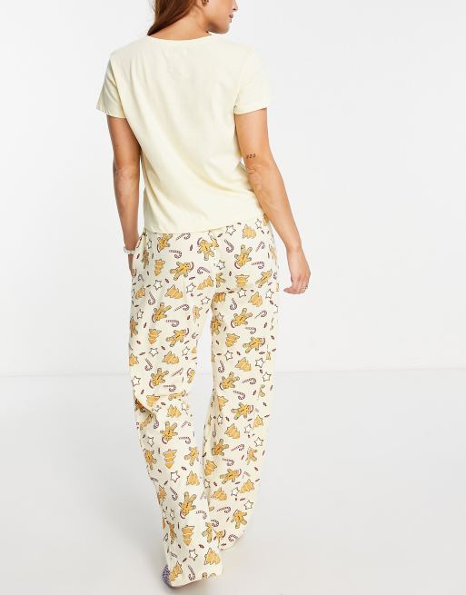 me Women's Floral Print Crop Sleep Pants - Pale Banana - Size 14