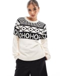 [Brave Soul] Brave Soul christmas jumper with jacquard detail in cream-White 12 Cream