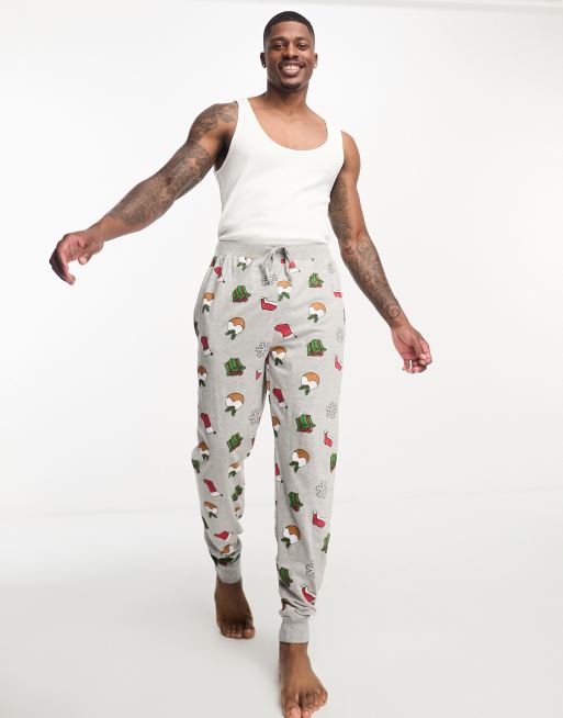 Brave Soul Christmas lounge pants in grey print
