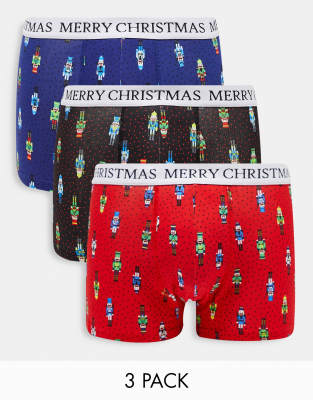 Brave Soul Christmas Nutcracker 3 pack trunks in black and red φωτογραφία