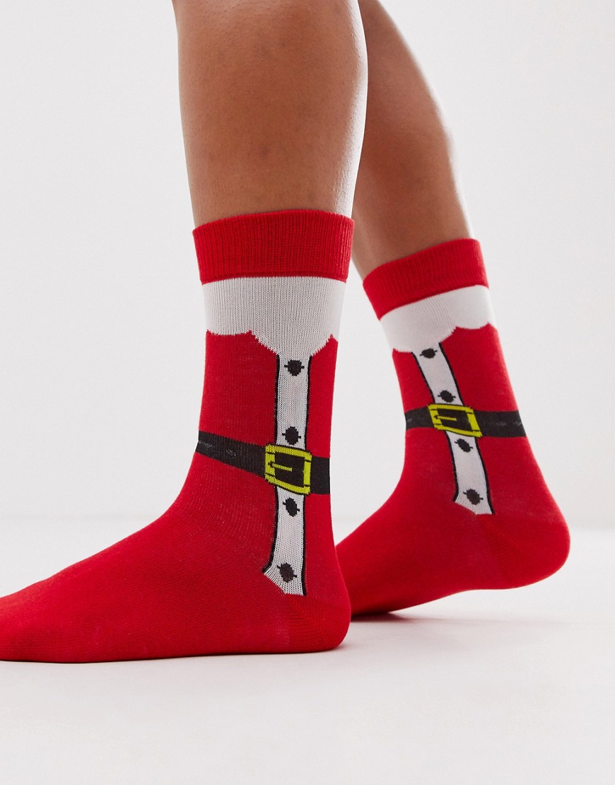 Brave Soul Christmas santa socks-Red