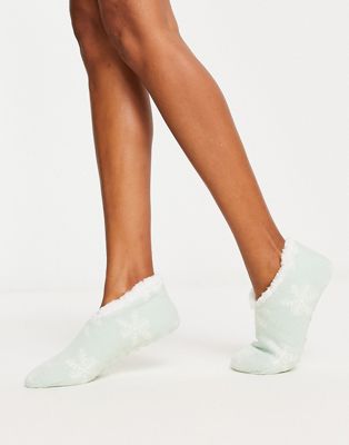 Brave Soul Christmas snowflake slipper socks in mint