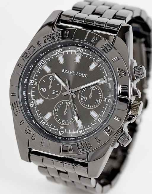 Brave Soul chunky bracelet watch in silver | ASOS