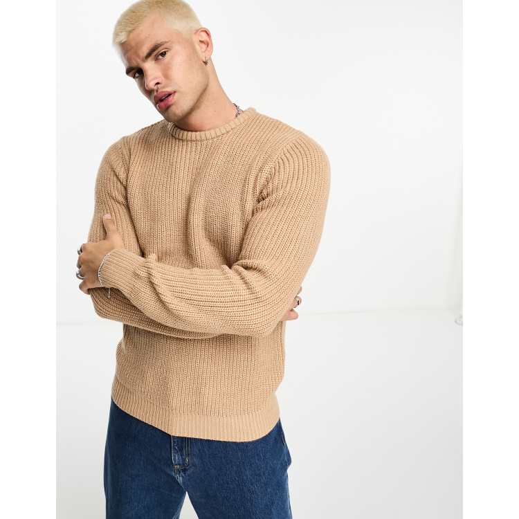 Mens beige 2024 knitted jumper