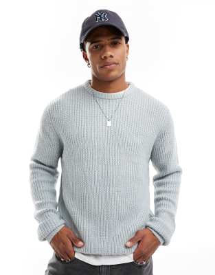 Brave Soul Brave Soul chunky fisherman knit jumper in light grey