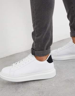 Brave Soul chunky sole trainers in white with contrast black